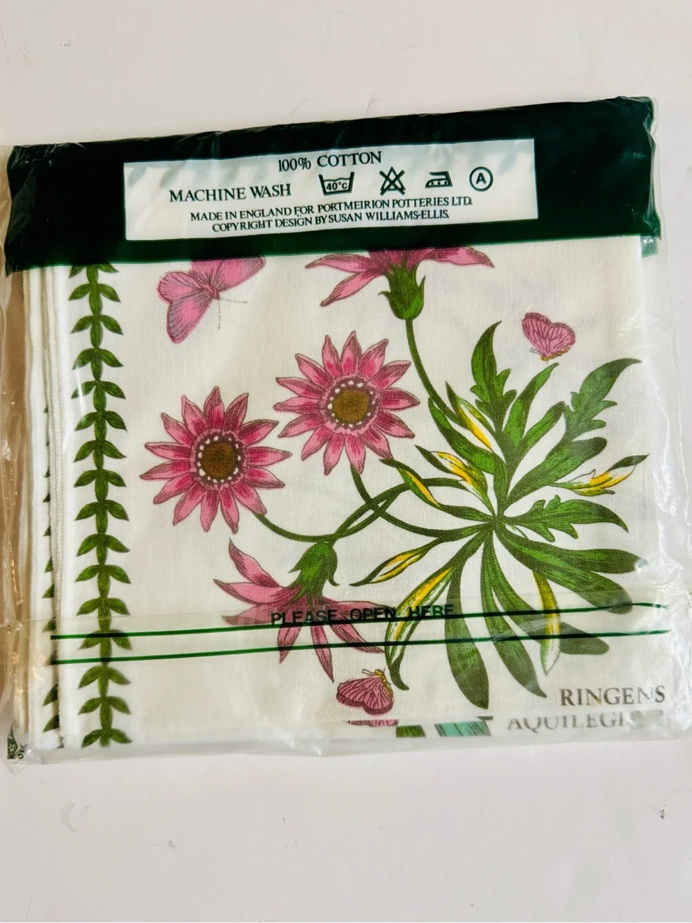 Vintage Deadstock Portmeirion Floral Napkins.Set of 6